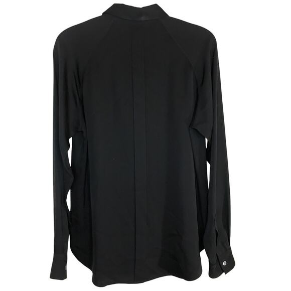 Theory Black Silk Long Sleeve Blouse M Luxury Professional - Picture 6 of 10